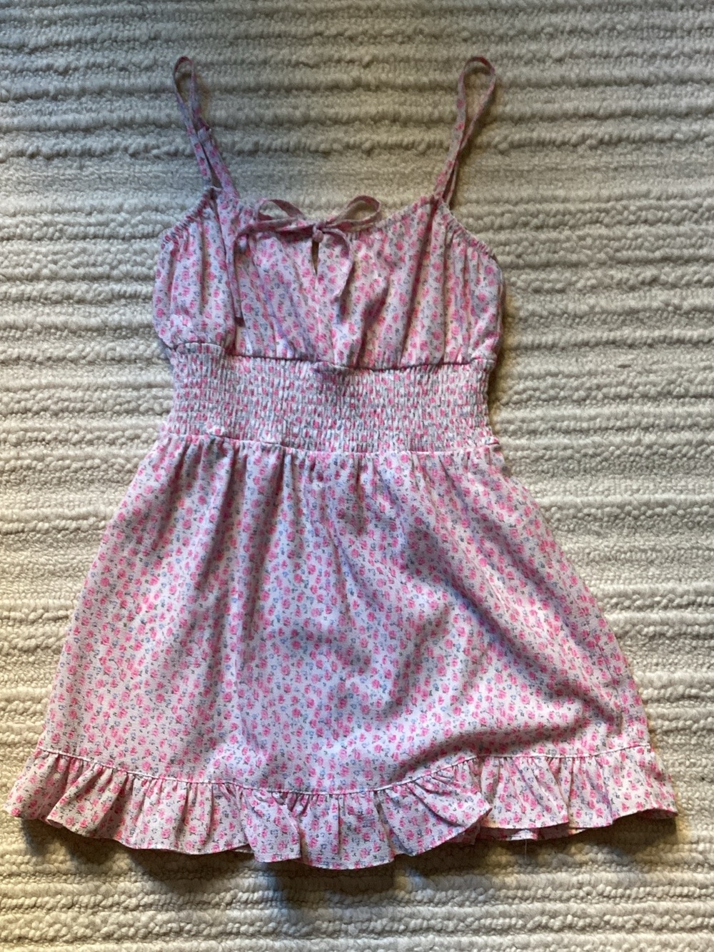 Katie J NYC Pink Floral Smocked Bodice Dress